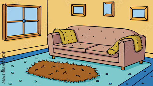 Since adopting her new puppy Sarah has noticed a significant increase in the amount of hair around the house. No matter how much she vacuums she still. Cartoon Vector.