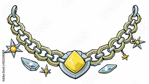 Tarnished jewelry The silver necklace is not as shiny as it once was with a slight yellowish tint to the metal. The gems have lost their sparkle and. Cartoon Vector.