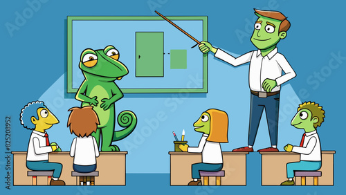 Teachers are like chameleons adapting their teaching ods to suit each individual students needs.. Cartoon Vector.