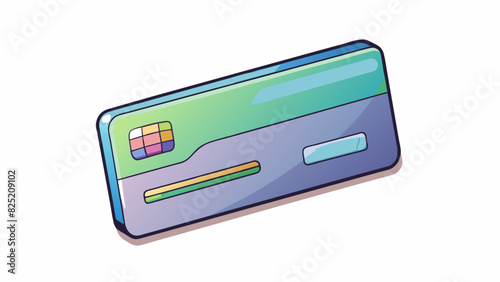 The bill was a small rectangular card made of plastic. It was thin and flexible with a glossy finish and a magnetic strip on one side. In the center. Cartoon Vector.