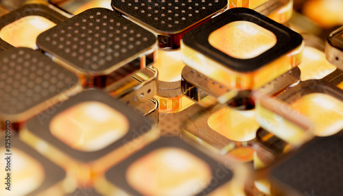 Abstract golden background with hardware technology