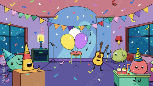 The birthday party was in full swing with colorful streamers and balloons decorating the room. But as the night grew later the chatter died down and. Cartoon Vector.