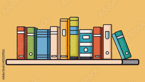The books are categorized and kept in place by the bookends showcasing a clear sense of order.. Cartoon Vector.