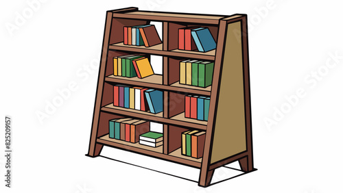  The bookshelf is designed for organization and style. It features shelves that can be adjusted to accommodate different heights of books and decor.. Cartoon Vector.