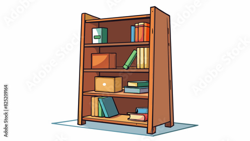 The bookshelf should include adjustable shelves a sy wooden frame and a dark espresso finish.. Cartoon Vector.