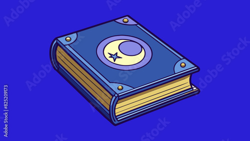 The book was a thick heavy tome with a midnight blue cover and a crescent moon emblem inlaid with silver. As you flipped through the pages each one. Cartoon Vector.