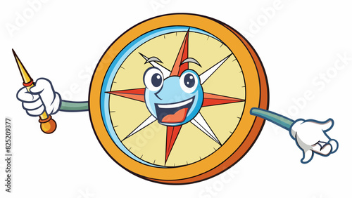 The central point of a compass is the needle always pointing towards magnetic north and guiding travelers in their journey.. Cartoon Vector.