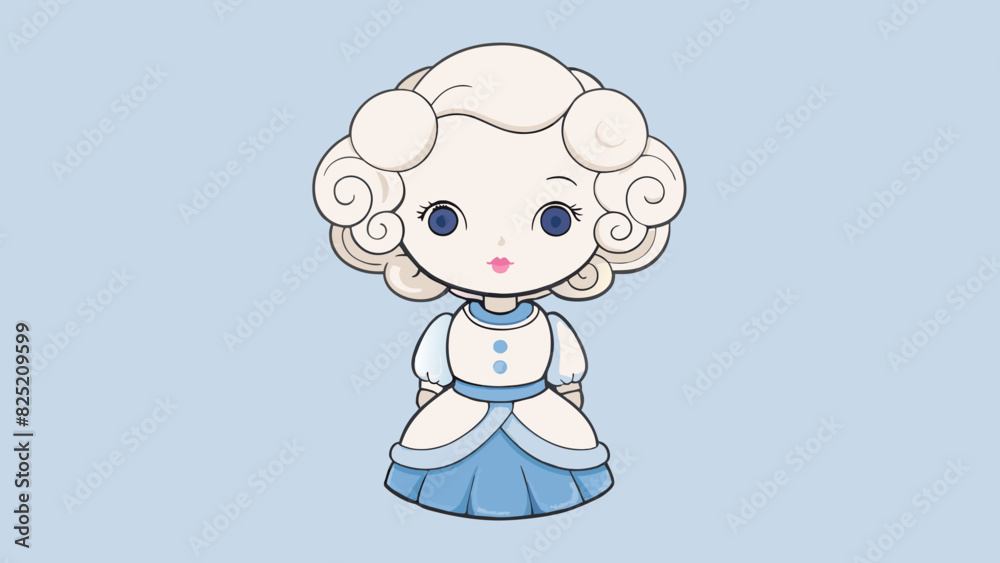 The delicate porcelain doll had a head made of smooth white china with rosy painted features and soft curly hair.. Cartoon Vector. The delicate porcelain doll had a head made of smooth white china with rosy painted features and soft curly hair.. Cartoon Vector.