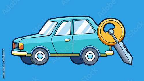 The engine of the car was shut off and the key was removed from the ignition. The circular keyhole was now empty with no signs of the car being in. Cartoon Vector.