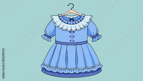 The faded blue dress hung on the clothing rack a relic from a bygone era. With its ruffled collar and delicate lace details it was a window into the. Cartoon Vector.