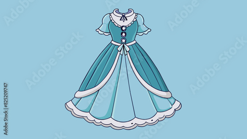 The dress is elegant and classic with its flowy silhouette and delicate lace detailing.. Cartoon Vector.