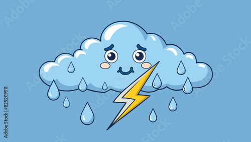 The first drops of rain falling from a cloud signaling the start of a refreshing summer storm.. Cartoon Vector.