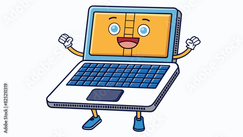 The laptop had a lightning fast processor and endless storage space allowing it to efficiently handle even the most demanding tasks.. Cartoon Vector.