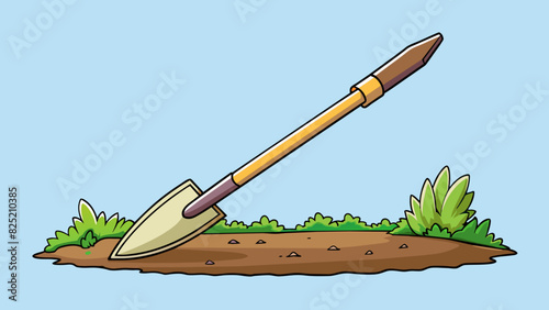 The long slender object had a sharp pointed end and a sy wooden handle. It was essential for keeping a wellmaintained garden easily digging into the. Cartoon Vector.