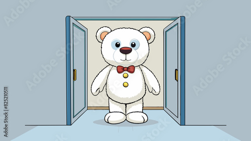 The misss treasured stuffed bear had soft white fur and bright button eyes that seemed to follow you around the room.. Cartoon Vector.