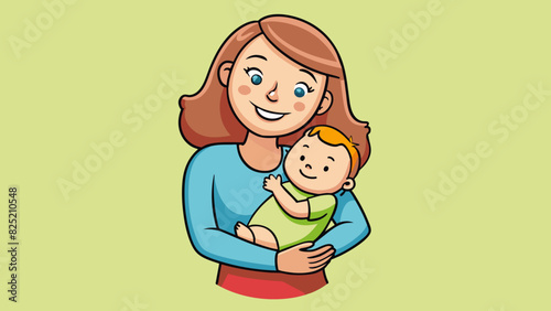 The new mothers instincts were sure as she cradled her baby in her arms and soothed their cries.. Cartoon Vector.