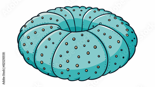 The object was circular and made of soft pliable material. It had a textured surface with small bumps and grooves as well as a thick sy band around. Cartoon Vector.