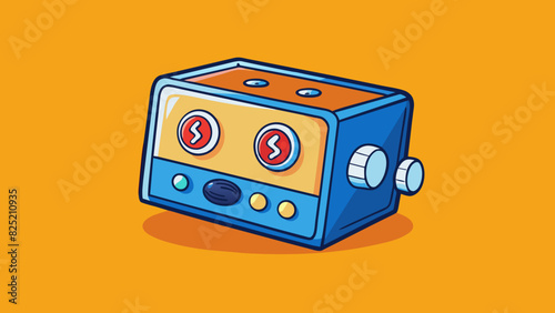 The rectangular box had a series of buttons and s on its front and emitted a faint humming noise when turned on.. Cartoon Vector.