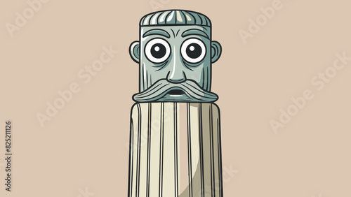 The sculpture stood tall and regal with intricate details carved into every inch of its marble surface. Its eyes seemed to follow the viewer capturing. Cartoon Vector.