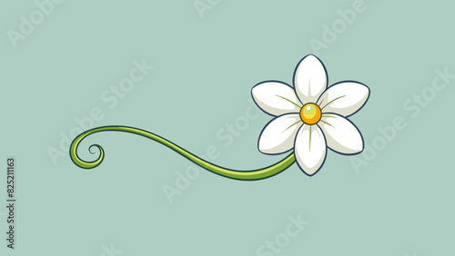 The shall is a delicate white flower with five petals that curl elegantly towards the center. Its stem is long and slender and the flower emits a. Cartoon Vector.