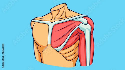 The shoulder is covered by a layer of soft tissue including the deltoid muscle giving it a smooth appearance and providing protection to the bones and. Cartoon Vector. photo