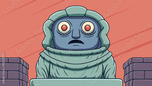 The statues cold stone eyes seem to bore into your soul as you pass by its unchanging gaze following your every move.. Cartoon Vector.