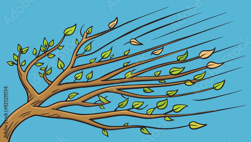 The tree branches rustled in the wind due to their flexibility. The long thin branches were able to sway without breaking allowing the tree to. Cartoon Vector.