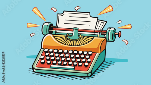 The typewriter clicked rhythmically producing a satisfying sound with each letter typed. Its vintage appearance added a touch of nostalgia to the. Cartoon Vector.
