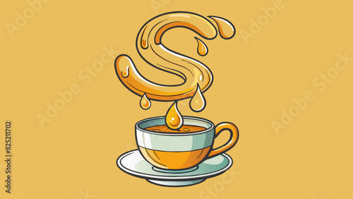 Thick viscous drops of honey drip from the s and plop heavily into the orange tea swirling in mesmerizing patterns before settling at the bottom of. Cartoon Vector.