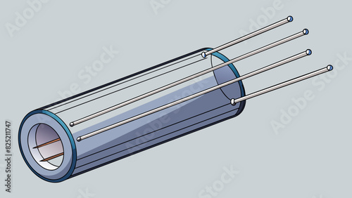 This object had a tall cylindrical shape and was made of a reflective metal material. There were three long thin tubes sticking out from its sides and. Cartoon Vector.