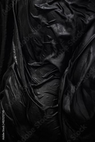 Abstract Wet Body Part In Black Wrinkled Fabric photo