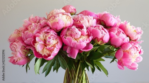 Wallpaper Mural Photo of a pink peony bouquet with delicate petals, lying on a decorative cushion, creating a soft and elegant floral arrangement. Torontodigital.ca