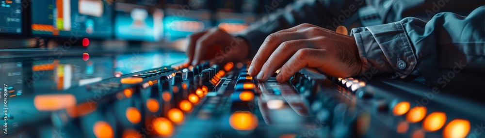 Modern data management in action, hands working on sophisticated control systems, emphasizing precision and technology Modern data management in action, hands working on sophisticated control systems, emphasizing precision and technology