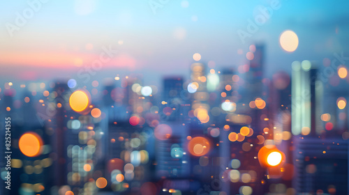 blurred background view of city buildings , lights at night