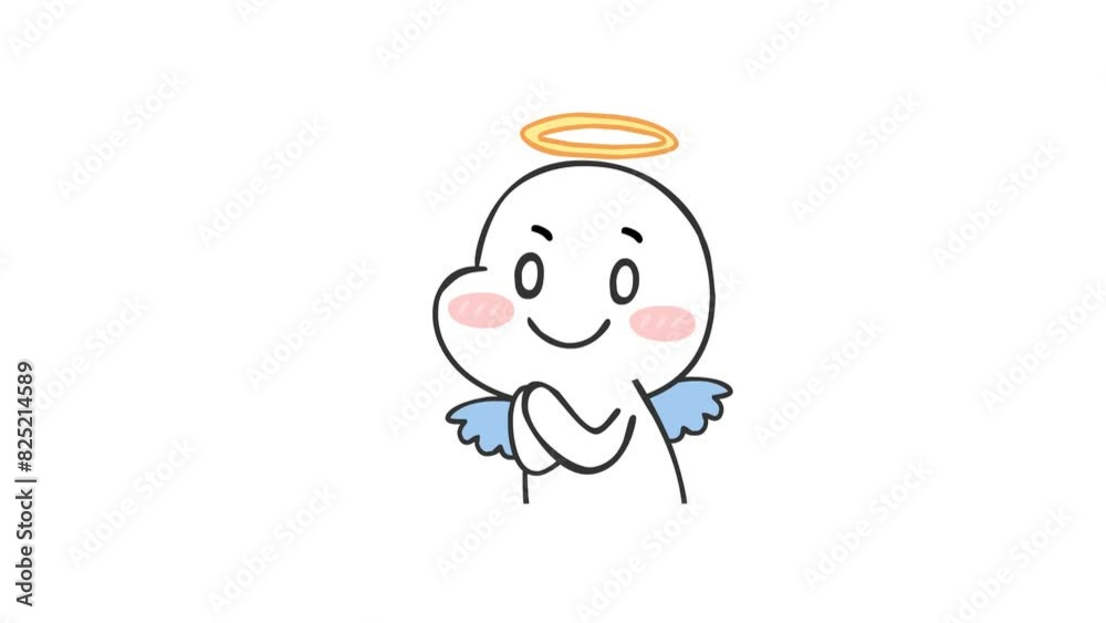 Animated Little Angel Begging on White Background Animated Little Angel Begging on White Background