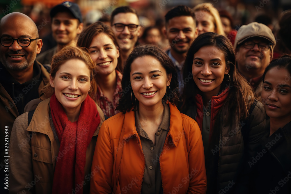 Smiling diverse group of people outdoors Smiling diverse group of people outdoors