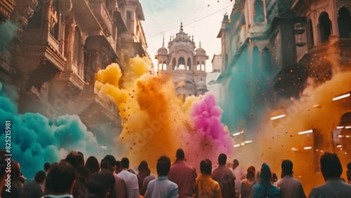 The Hindu festival of colors, where people throw colored powders and water to celebrate the arrival of spring. photo