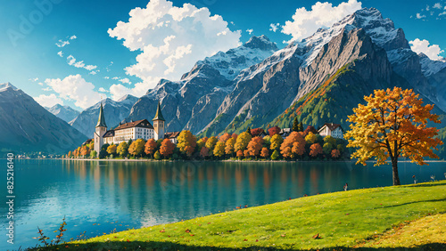 Gorgeous autumnal anime wallpaper of a natural European landscape photo