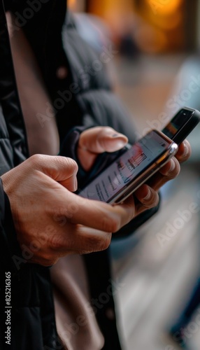 Person Scrolling Smartphone Displaying News and Alerts About Virus Updates - Digital Media Consumption  Reliable Information Access  Pandemic Management