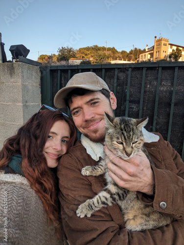 UGC couple selfie with pet photo