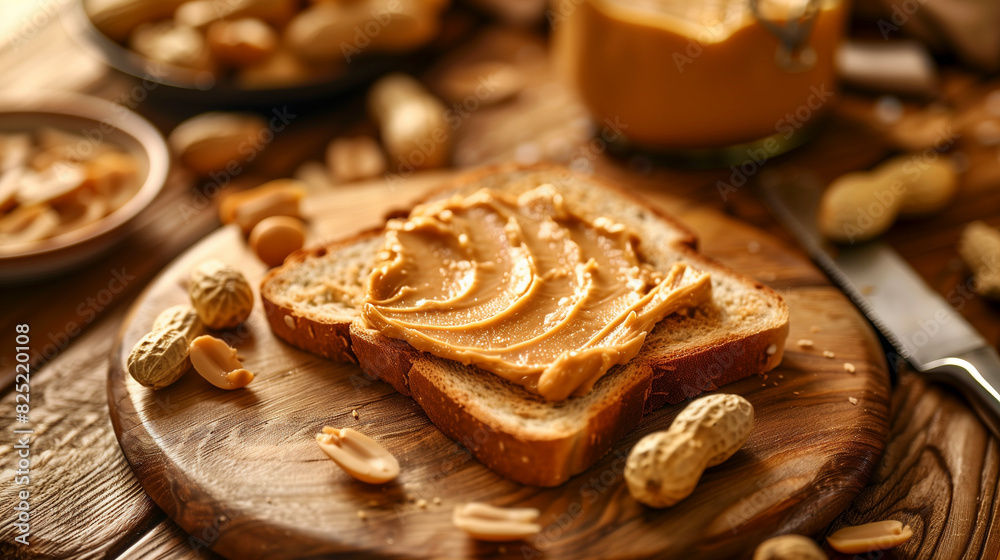 Toast with Rich Spread of Peanut Butter