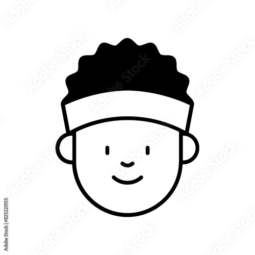 sprinter's face icon. black fill icon