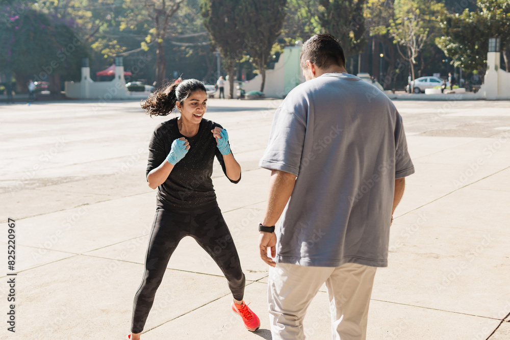 Woman having fun during her training. Woman having fun during her training.
