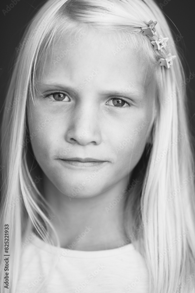 Eight-years old gilr with platinum blonde hair Eight-years old gilr with platinum blonde hair