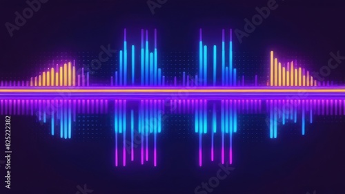 A vibrant sound wave composed of purple, blue, and yellow lines. The image exudes a futuristic and energetic vibe, perfect for modern music visuals, digital art, and dynamic design projects.