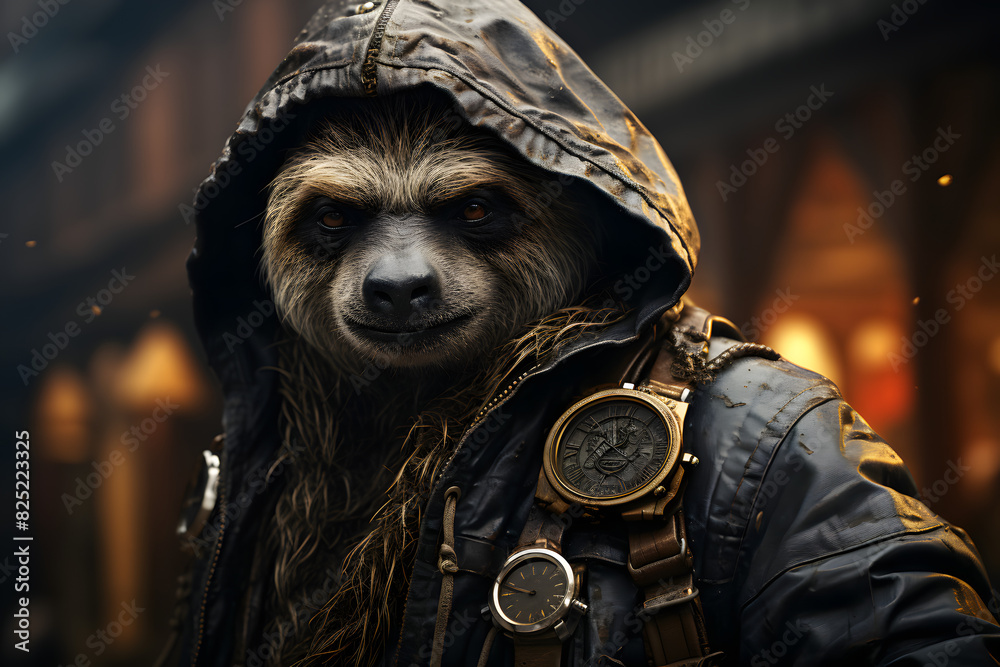 Sloth with street gangster style
