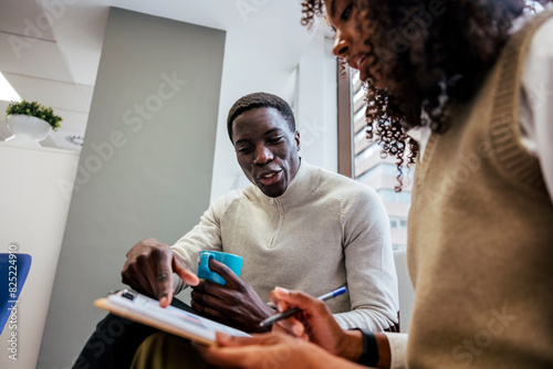 Collaborative work session in modern office setting