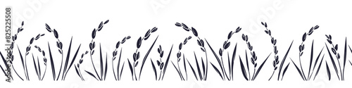 Rice grain. Vector seamless pattern Graphic border