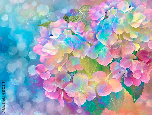 Hydrangea changeable large-leaved Garden French wild-growing bush. Variety of paniculate and tree-like hydrangea. Blue and pink flowers