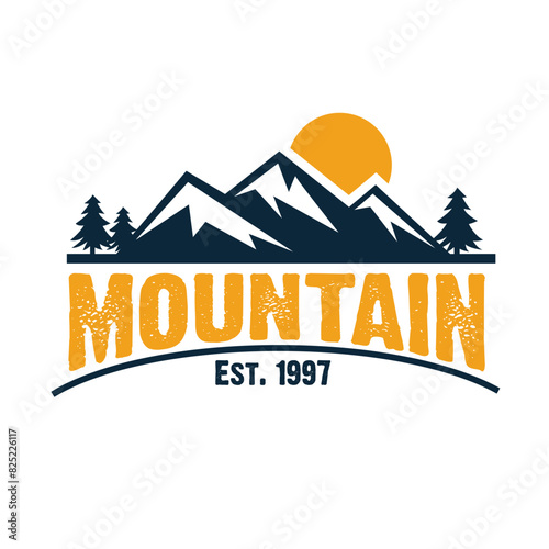 mountain sunset logo template design